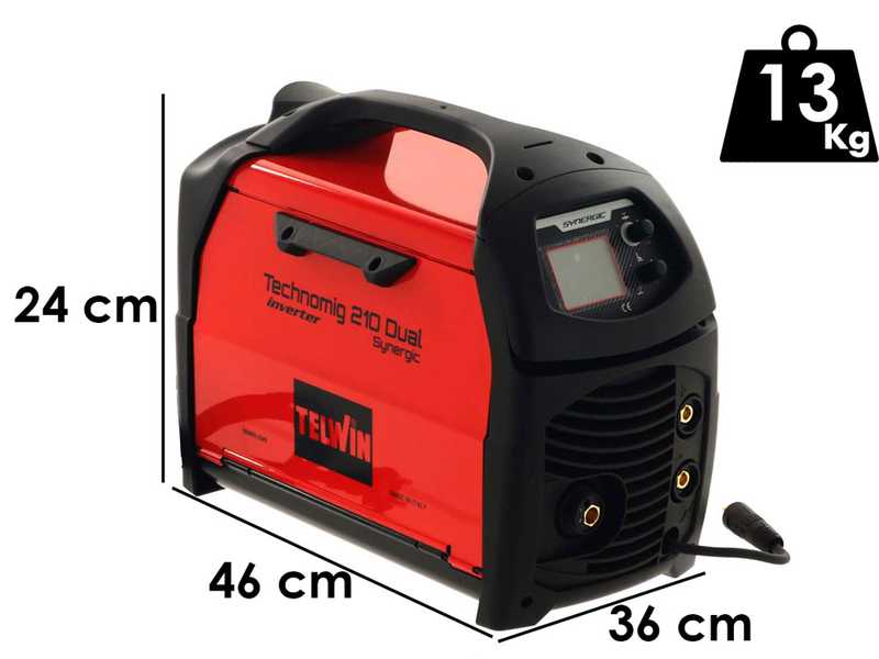 Telwin Technomig 210 Dual Synergic - Inverter-Drahtschwei&szlig;ger&auml;t - F&uuml;r MIG-MAG/FLUX/BRAZING/MMA/ WIG DC-Lift - GAS/NO GAS
