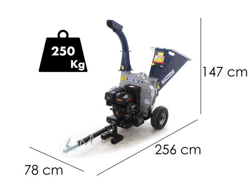 BullMach ZEUS 160 LE - Benzin-H&auml;cksler mit Anh&auml;ngerkupplung - Loncin 420 cm&sup3; - E-Starter