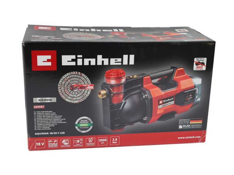 Einhell Aquinna 18/30 F led - Selbstansaugende Akku-Gartenpumpe - 4Ah 2X18V