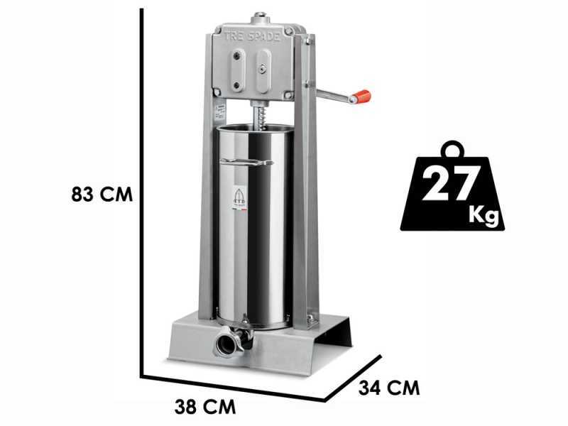 Tre Spade 15/V Deluxe &ndash; Manueller Tisch-Wurstf&uuml;ller 15 kg &ndash; 2 Geschwindigkeiten