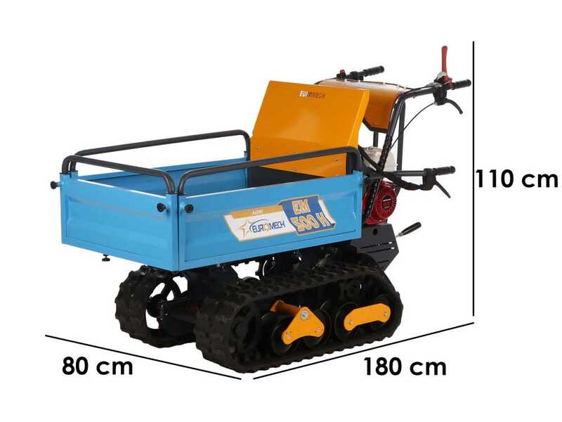 EuroMech EM500H-Agri - Raupendumper mit ausziehbare Mulde - 500 kg Nutzlast