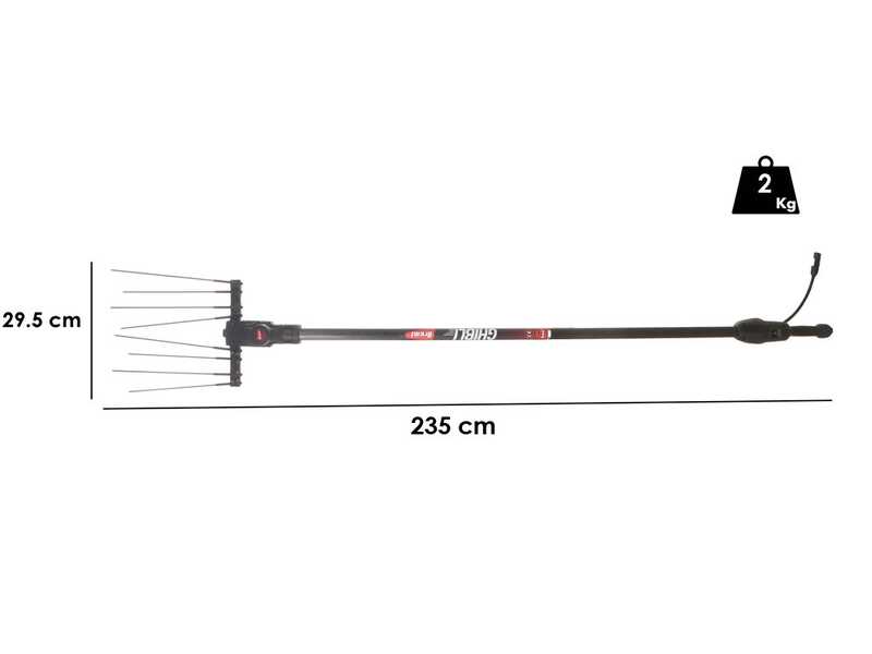 Brumi Special 12V - Batteriebetriebener Olivenr&uuml;ttler - Carbonschaft 235/315cm