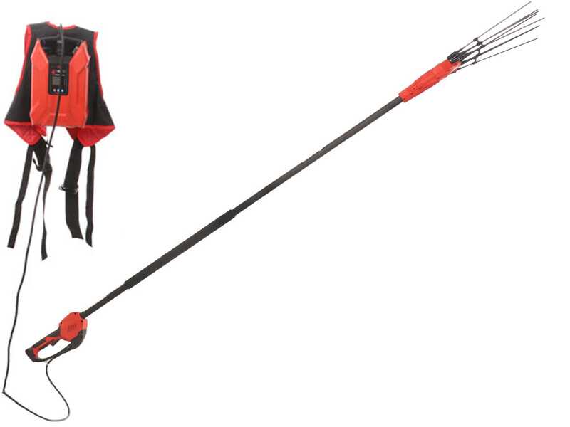 Blue Bird Olimpo 23-56 - Batteriebetriebener Olivenr&uuml;ttler - Batterie mit Rucksack - Feste Stange 240 cm - 50.4V 18Ah