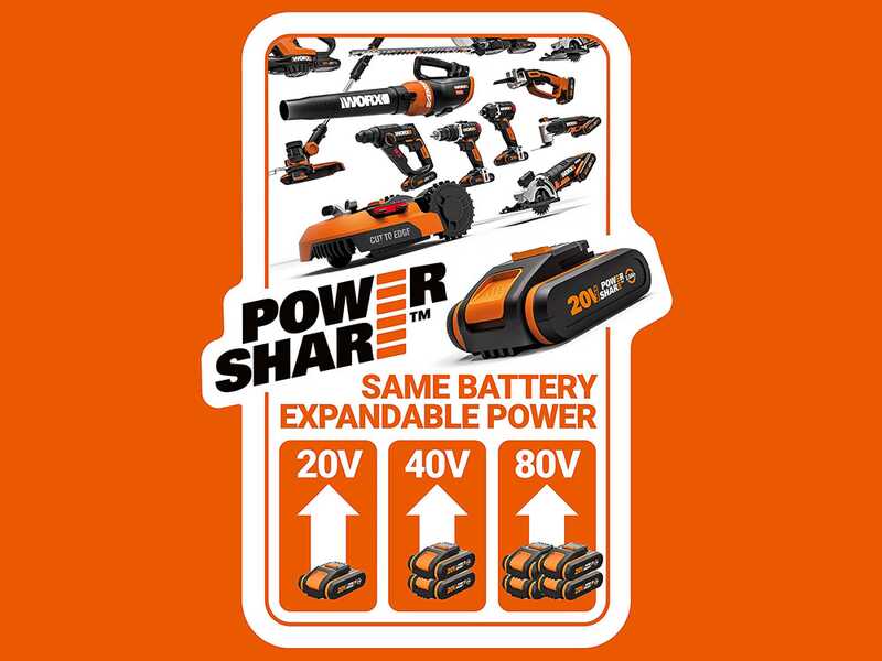 WORX WG384E - Batteriebetriebene Elektros&auml;ge 2x 20V - 2Ah - Schwert 35 cm