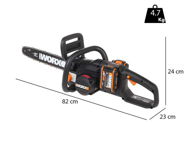 WORX WG384E - Batteriebetriebene Elektros&auml;ge 2x 20V - 2Ah - Schwert 35 cm