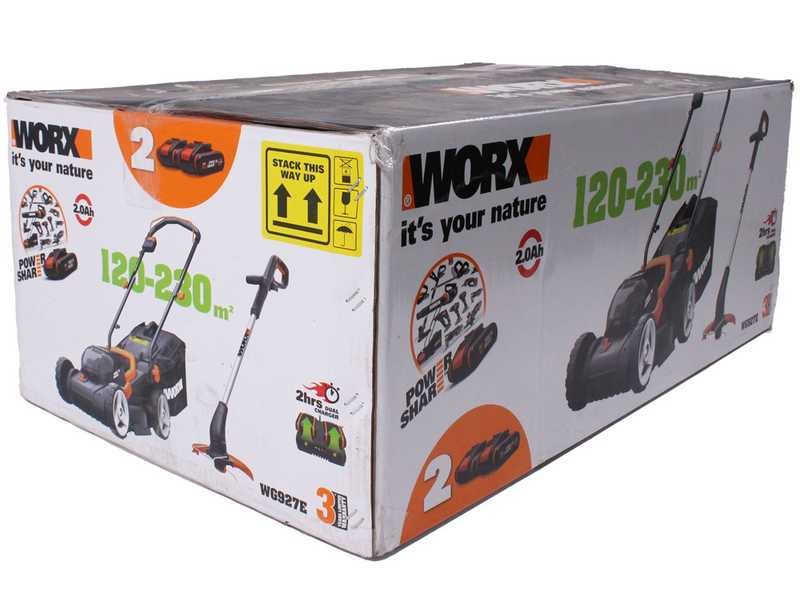 WORX twin pack WG927E - Akku-Rasenm&auml;her / Rasentrimmer - 40V - 2x 2Ah