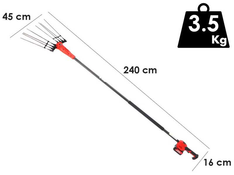 Blue Bird Olimpo 23-56 - Batteriebetriebener Olivenr&uuml;ttler - Feste Stange 240 cm - 21V 5Ah