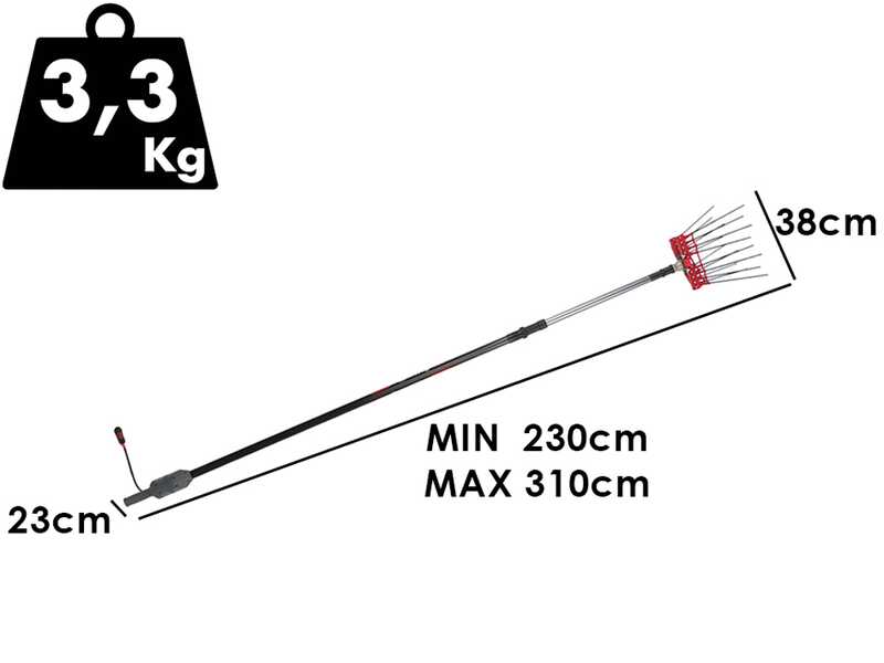 Lisam Swing 36V - Elektrischer Olivenr&uuml;ttler mit Batterie - Mit 8 + 8 Carbonzinken - Teleskopstange - 220-300 cm