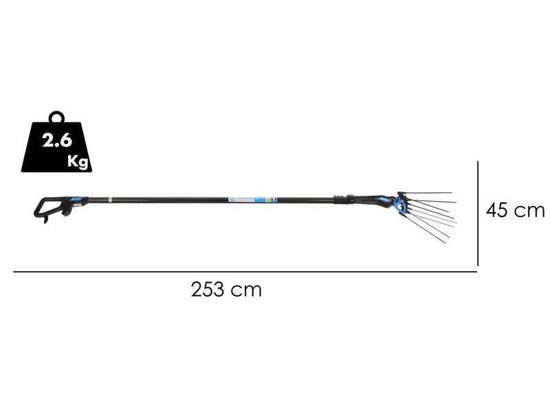 Campagnola Master - Karbon/Aluminium-Schaft 150-220 cm - Batteriebetriebener Olivenr&uuml;ttler