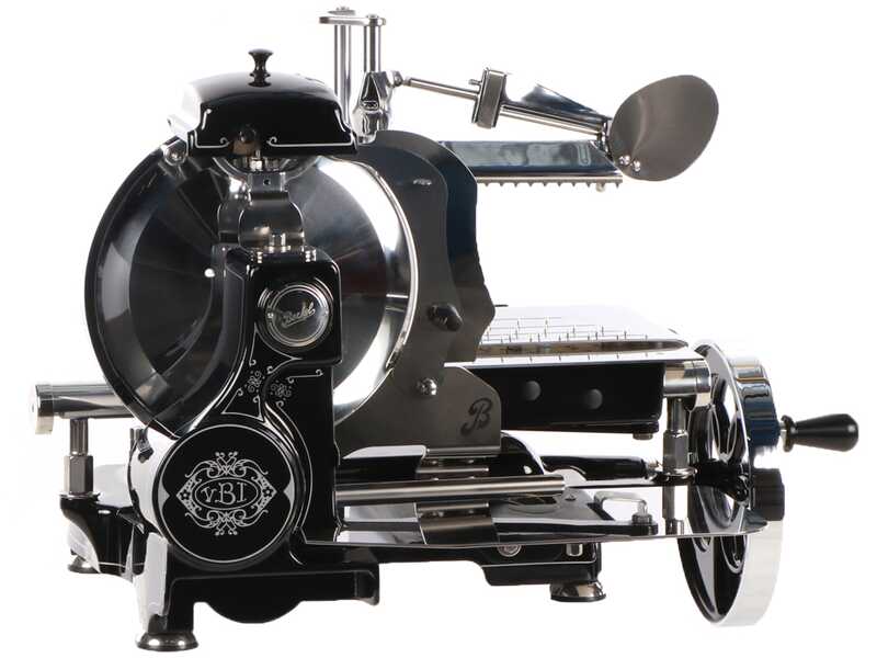 Berkel Tribute Schwarz - Schwungrad Aufschnittmaschine - Messer aus verchromtem Stahl 300 mm