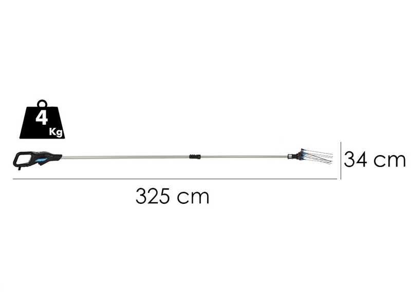 Campagnola Hercules 6 ECO Plug-in - Schaft aus Aluminium - 235 - 325 cm - Batteriebetriebener elektrischer Olivenr&uuml;ttler