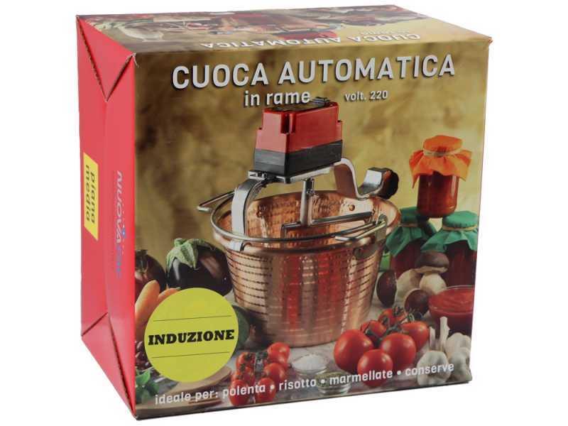 NuovaFac Cuoca Automatica - Elektrischer Induktions-R&uuml;hrtopf aus geh&auml;mmertem Kupfer - 9l - 24W