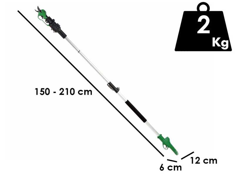 GreenBay TopCut 28 - Akku-Baumschere - 2x 16.8V 2Ah - 150/210 cm - Schnittdurchmesser max. 28 mm