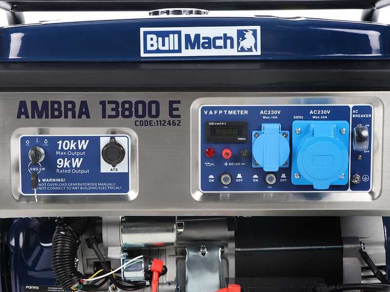 BullMach AMBRA 13800 E - Benzin-Stromerzeuger auf R&auml;dern 10-kW-AVR - mit ATS-Schalttafel - 230V