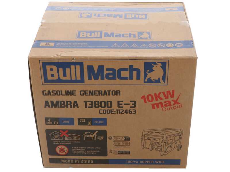 BullMach AMBRA 13800 E-3 - Benzin-Stromerzeuger auf R&auml;dern mit AVR Max. Leistung 10 kW - 9 kW bei PRP 400V