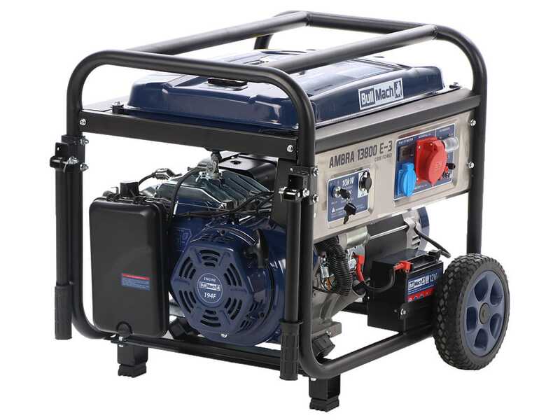BullMach AMBRA 13800 E-3 - Benzin-Stromerzeuger auf R&auml;dern mit AVR Max. Leistung 10 kW - 9 kW bei PRP 400V