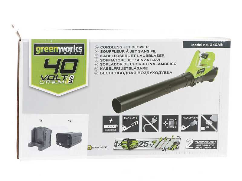 Greenworks GD40AB 40V - Axialer Akku-Laubbl&auml;ser - SOLO - OHNE AKKU UND LADEGER&Auml;T