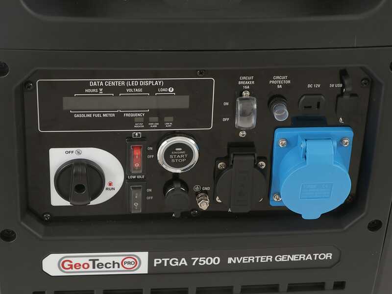 GeoTech-Pro PTGA 7500 - Leiser Inverter-Stromerzeuger mit R&auml;dern 5,8 kw - Dauerleistung 5,5 kw - 230V + ATS