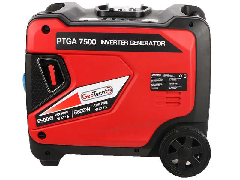 GeoTech-Pro PTGA 7500 - Leiser Inverter-Stromerzeuger mit R&auml;dern 5,8 kw - Dauerleistung 5,5 kw - 230V + ATS