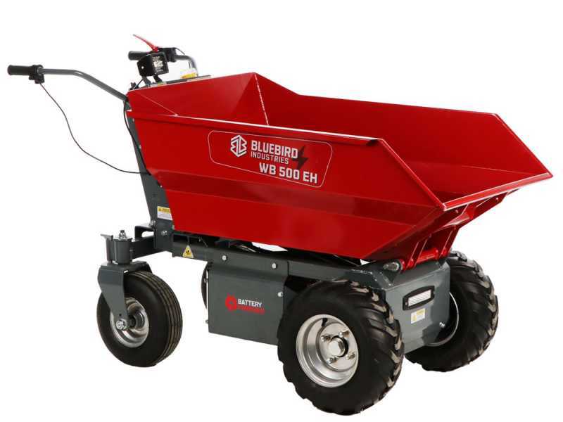Blue Bird WB 500EH - Akku-Schubkarre - 48 V 32 Ah - Dumper-Mulde mit hydraulischem Kippsystem
