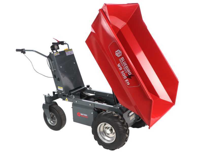 Blue Bird WB 500EH - Akku-Schubkarre - 48 V 32 Ah - Dumper-Mulde mit hydraulischem Kippsystem