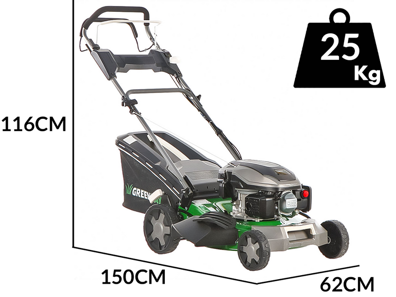 GreenBay GB-LM 46 S - Rasenm&auml;her mit Radantrieb - 4 in 1 - Benzin Motor mit 170 ccm