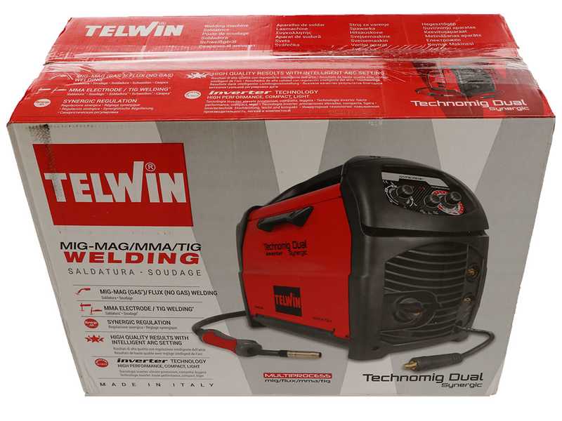 Telwin Technomig 180 Dual Synergic - Mehrprozess-Schwei&szlig;maschine mit Invertertechnik (MIG-MAG/FLUX/BRAZING/MMA/TIG LIFT) - NO GAS