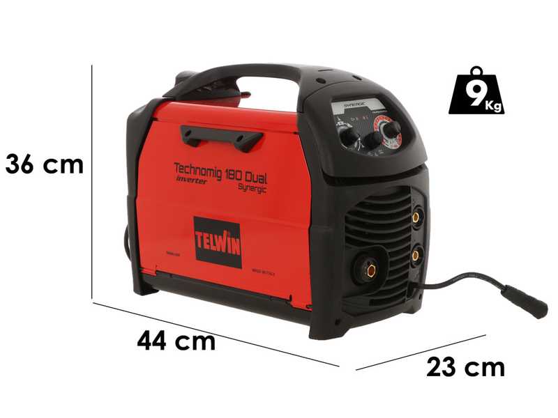 Telwin Technomig 180 Dual Synergic - Mehrprozess-Schwei&szlig;maschine mit Invertertechnik (MIG-MAG/FLUX/BRAZING/MMA/TIG LIFT) - NO GAS