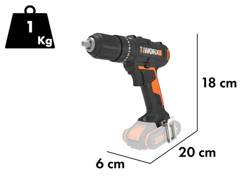 Worx WX370.9 - Akku-Bohrschrauber - Solo - OHNE AKKU UND LADEGER&Auml;T