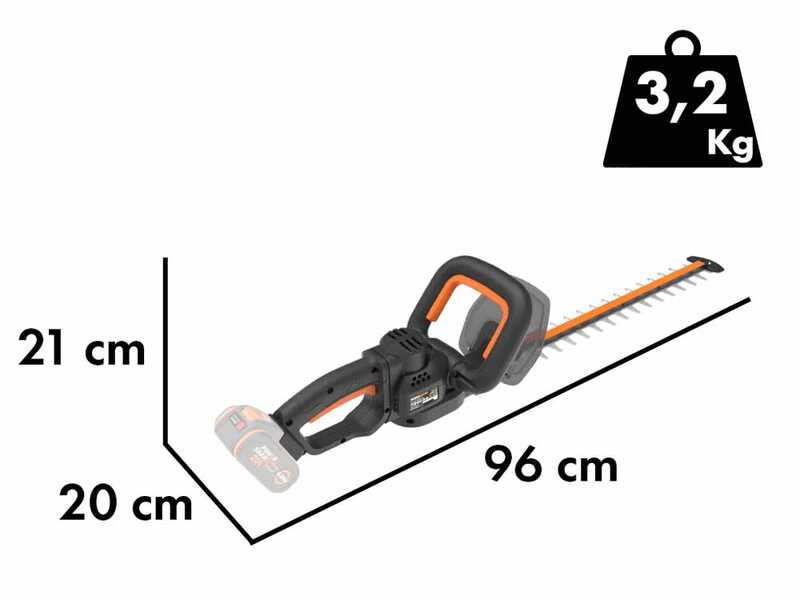 Worx Nitro WG263E &ndash; Akku-Heckenschere 20 V/4 Ah + Gratis-Akku 20 V/4 Ah &ndash; 57 cm langes Messer