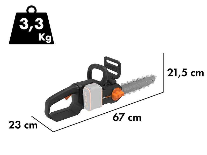 Worx Nitro WG350E.9 - Akku-Kettens&auml;ge 20V - OHNE AKKU UND LADEGER&Auml;T