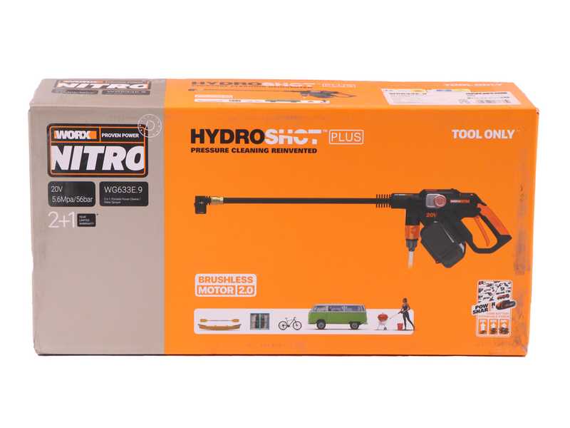 Worx Nitro HydroShot WG633E.9 - Akku-Hochdruckreinigungspistole - 20V - SOLO - OHNE AKKU UND LADEGER&Auml;T
