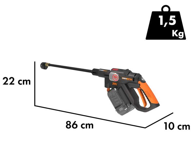 Worx Nitro HydroShot WG633E.9 - Akku-Hochdruckreinigungspistole - 20V - SOLO - OHNE AKKU UND LADEGER&Auml;T