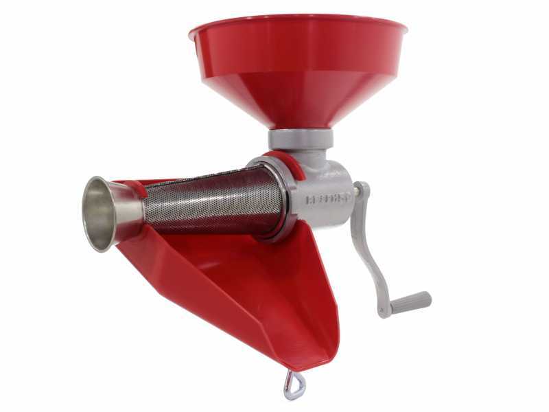 Reber 8501 N - Manuelle Tomatenpresse N.5 - Trichter und Tropfrinne aus Kunststoff