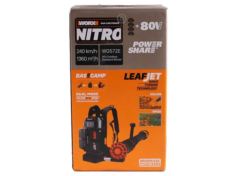 Worx Nitro WG572E - R&uuml;ckentragbarer Akku-Laubbl&auml;ser - 4x20V/4Ah