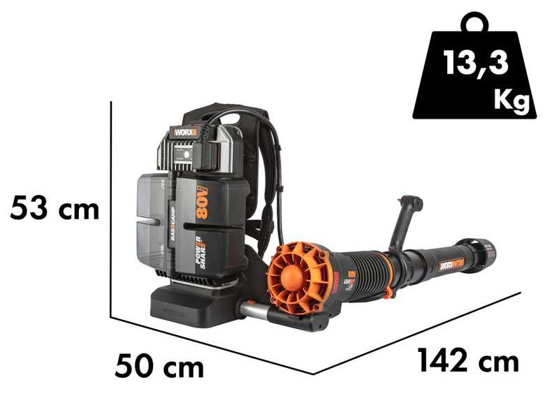 Worx Nitro WG572E - R&uuml;ckentragbarer Akku-Laubbl&auml;ser - 4x20V/4Ah