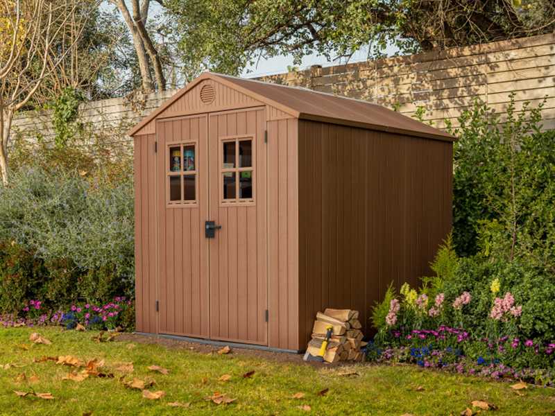 Keter Darwin braun - Gartenhaus - mit Frontfenstern - 190x244x221 cm