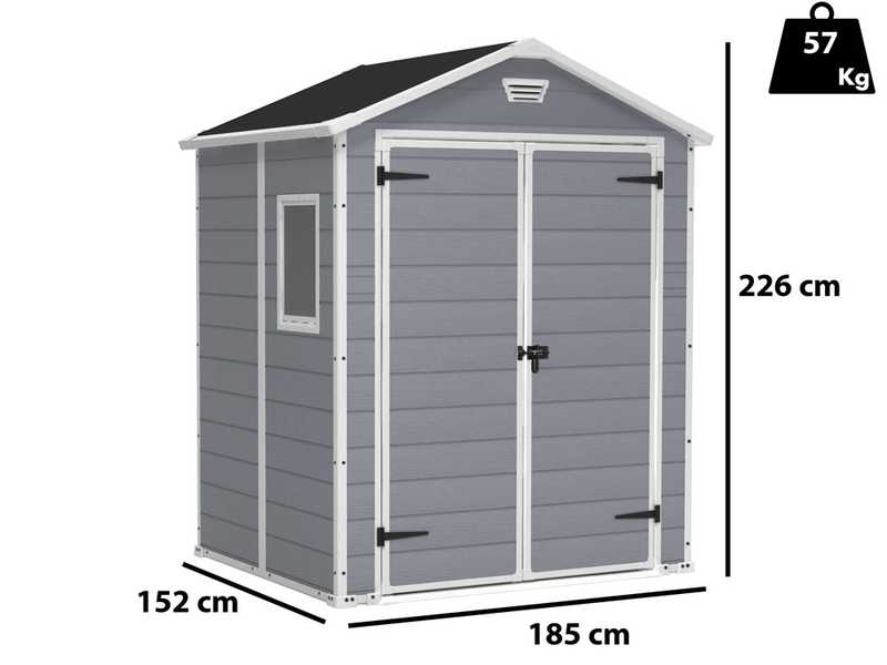 Keter Manor grau - Gartenhaus - mit Seitenfenster - 185x152x226 cm