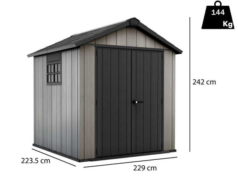 Keter Oakland 757- Gartenhaus - mit Doppelt&uuml;r und Fenster - 229x223.5x242 cm