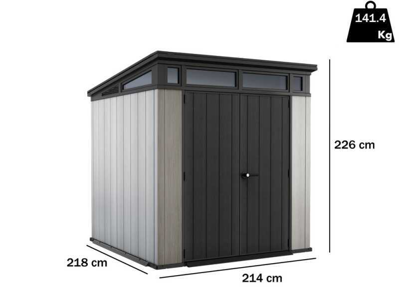 Keter Artisan grau - Gartenhaus - Mit Doppelt&uuml;r - 214x218x226 cm