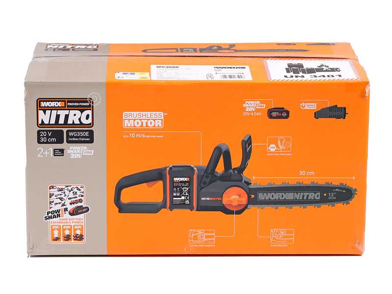 Worx Nitro WG350E - Akku-Kettens&auml;ge -  30 cm Schwert- 20V/4Ah