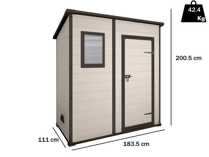 Keter Manor Pent beige - Gartenhaus - Mit Frontfenster - 183.5x111x200.5 cm