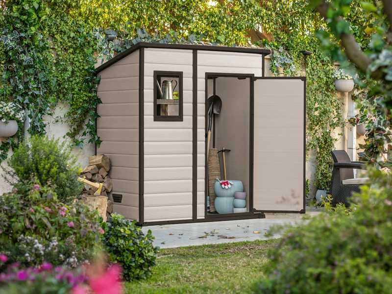 Keter Manor Pent beige - Gartenhaus - Mit Frontfenster - 183.5x111x200.5 cm