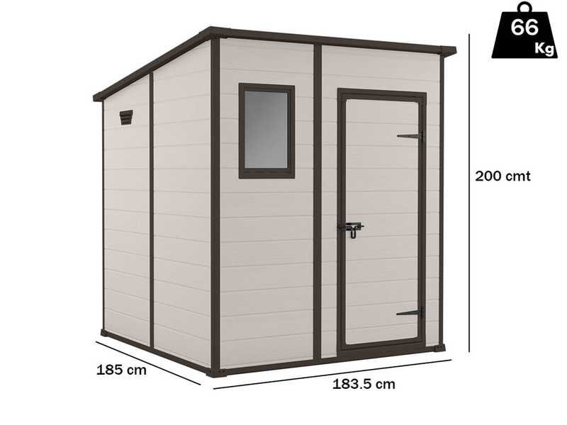 Keter Manor Pent - Gartenhaus - Mit Frontfenster - 183.5x185x200 cm