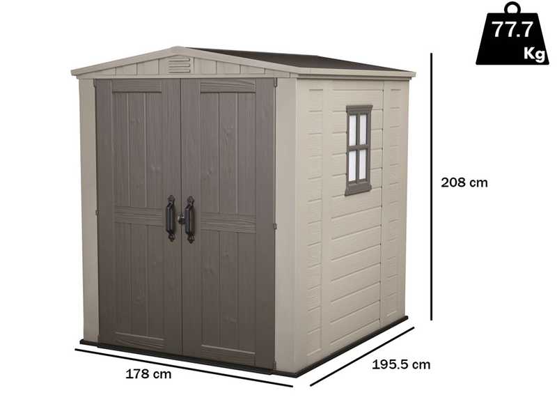 Keter Factor beige - Gartenhaus - mit Seitenfenster - 178x195.5x208 cm
