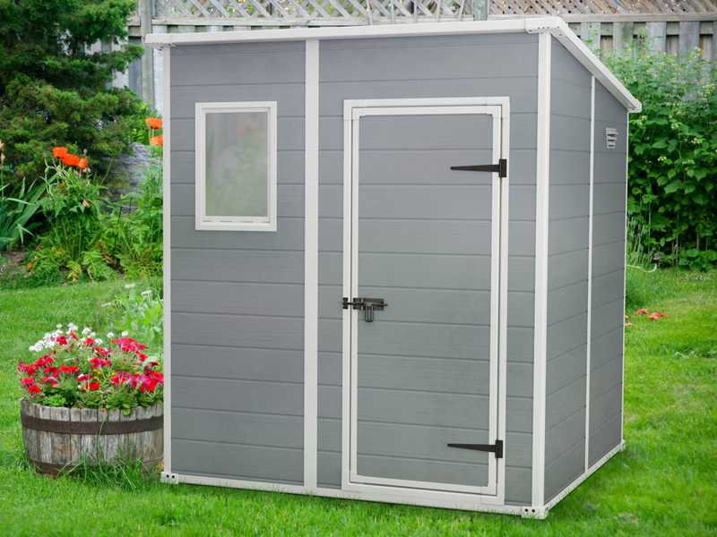 Keter Manor Pent grigio - Gartenhaus - Mit Frontfenster - 183.5x185x200 cm
