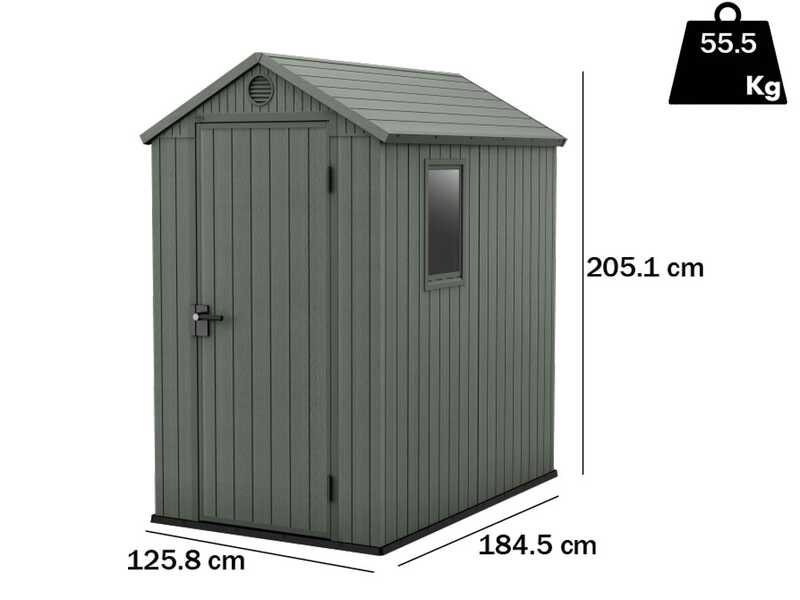 Keter Darwin gr&uuml;n - Gartenhaus - mit Seitenfenster - 125.8x184.5x205 cm