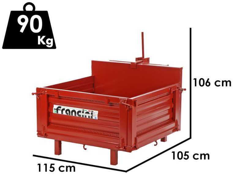 Francini P 100 - Heckcontainer f&uuml;r Traktor - Kippbar - 3 &ouml;ffenbare Heckklappen