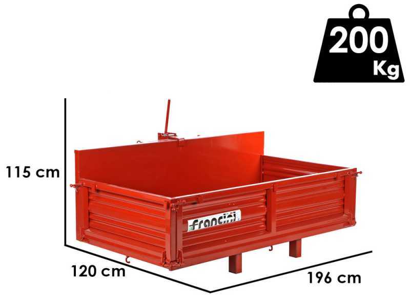 Francini P 190 - Heckcontainer f&uuml;r Traktor - Kippbar - 3 &ouml;ffenbare Heckklappen