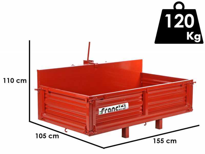 Francini P 150 - Heckcontainer f&uuml;r Traktor - Kippbar - 3 &ouml;ffenbare Heckklappen